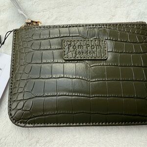 Pom Pom London Olive Croc Embossed Coin Purse